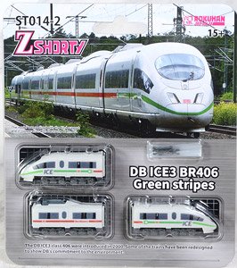 (Z) Z Shorty DB ICE3 BR406 Green Stripes (3-Car Set) (Model Train)
