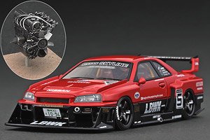 LB-ER34 Super Silhouette Skyline Red / Black #5 with Engine (Diecast Car)
