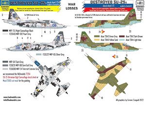 War Losses - Ukrainian and Russian Destroyed SU-25s Decal Sheet