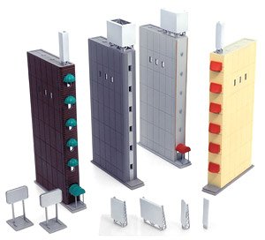 Facility Attached for Building (Advertising Tower & Stair Hall) (4 Sets) (Unassembled Kit) (Model Train)