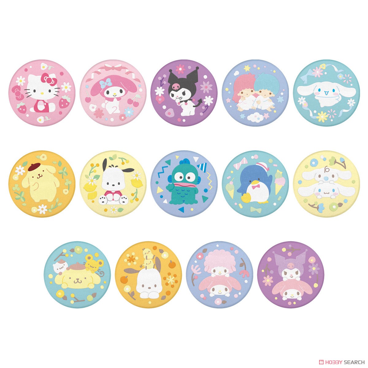 Sanrio Characters Biscuits with Embroidery Can Badge (Set of 12) (Shokugan) Item picture1