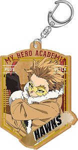 My Hero Academia Wood Plate Key Ring Hawks (Anime Toy)