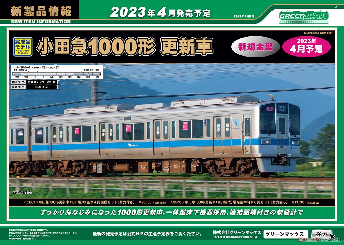 小田急 1000形 更新車 (1091編成) 増結用中間車6両セット (動力無し) (増結・6両セット) (塗装済み完成品) (鉄道模型) その他の画像2