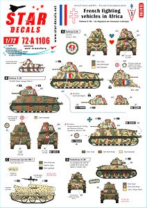 French Fighting Vehicles in Africa. Somua S 35, Universal Carrier Mk I, Hotchkiss H39, Renault FT-17. (Decal)