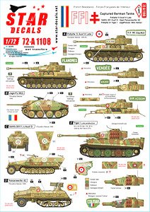 FFI # 1. Captured German Tanks. PzKpfw IV H Late , SdKfz 251 D, Panzerwerfer 42, Tiger I , JagdPz 38(t) Hetzer. (Decal)