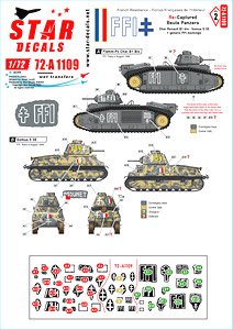FFI # 2. Re-Captured Beute Panzers. Char Renault B1 Bis, Somua S 35 + Generic FFI Markings. (Decal)