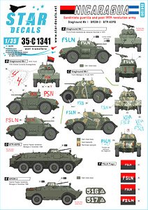 Nicaragua # 2. Sandinista guerilla and the post 1979 revolution army. Staghound Mk I, BRDM-2, BTR-60PB. (Decal)