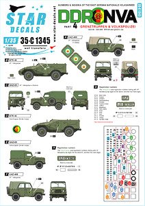 DDR-NVA # 4. East Germany. Grenztruppen and Volkspolizei. GAZ-69, UAZ-469, BTR-40 and Generic use. (Decal)