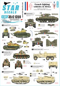 French fighting vehicles in Africa # 3. Hotchkiss H 39, Renault FT-17, Universal Carrier, Valentine III Mk V. (Decal)