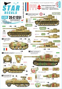 FFI # 1. Captured German Tanks. PzKpfw IV H Late , SdKfz 251 D, Panzerwerfer 42, Tiger I , JgPz 38(t) Hetzer. (Decal)