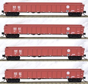 983 00 198 (N) Burlington Northern Santa Fe Four Car Pack (50ft Gondola Car) #512308, 512311, 512326, 512356 (4-Car Set) (Model Train)