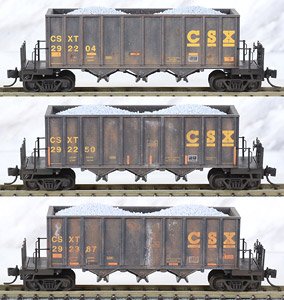 983 02 209 (N) CSX(R) Weathered 3-Pack Black Rock Train (43ft Hopper Wagon) #292204, 292250, 292387 (3-Car Set) (Model Train)