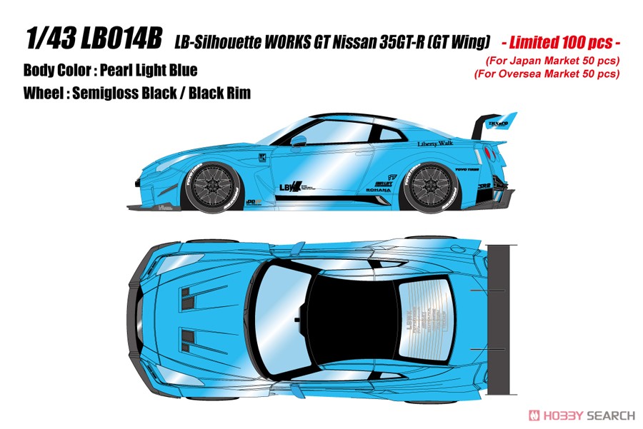 LB-Silhouette Works GT 35GT-RR GT Wing ver. Pearl Light Blue (Diecast Car) Other picture1
