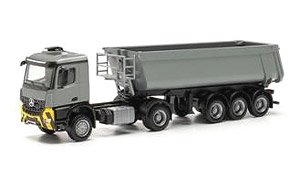 (HO) メルセデスベンツ アロクス M Schmitz Cargobull ダンプセミトレーラー グレー/イエロー (鉄道模型)