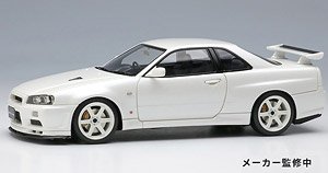 Nissan Skyline GT-R (BNR34) V-spec II Nur 2002 (TE37 Wheel) Pearl White (Diecast Car)