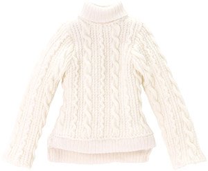 Azocan Side Slit Turtleneck Sweater (White) (Fashion Doll)