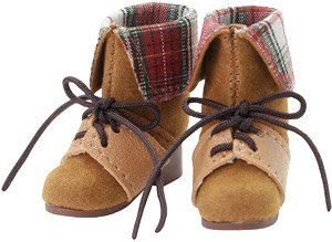 PN Azocan Suede Short Boots II (Light Brown x Red Check) (Fashion Doll)