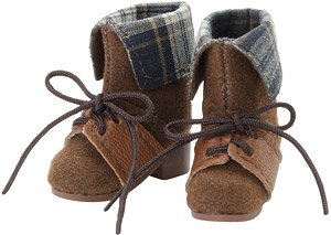 PN Azocan Suede Short Boots II (Brown x Navy Check) (Fashion Doll)