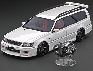 Nissan Stagea 260RS (WGNC34) White with Engine (Diecast Car)