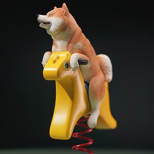 木馬に乗る柴犬 C1 (ドール)