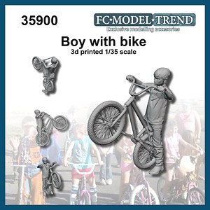 自転車を持ち上げる少年 (プラモデル)