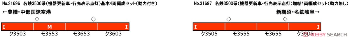 Meitetsu Series 3500 (Renewaled Car, Rollsign Lighting) Standard Four Car Formation Set (w/Motor) (Basic 4-Car Set) (Pre-colored Completed) (Model Train) 解説1