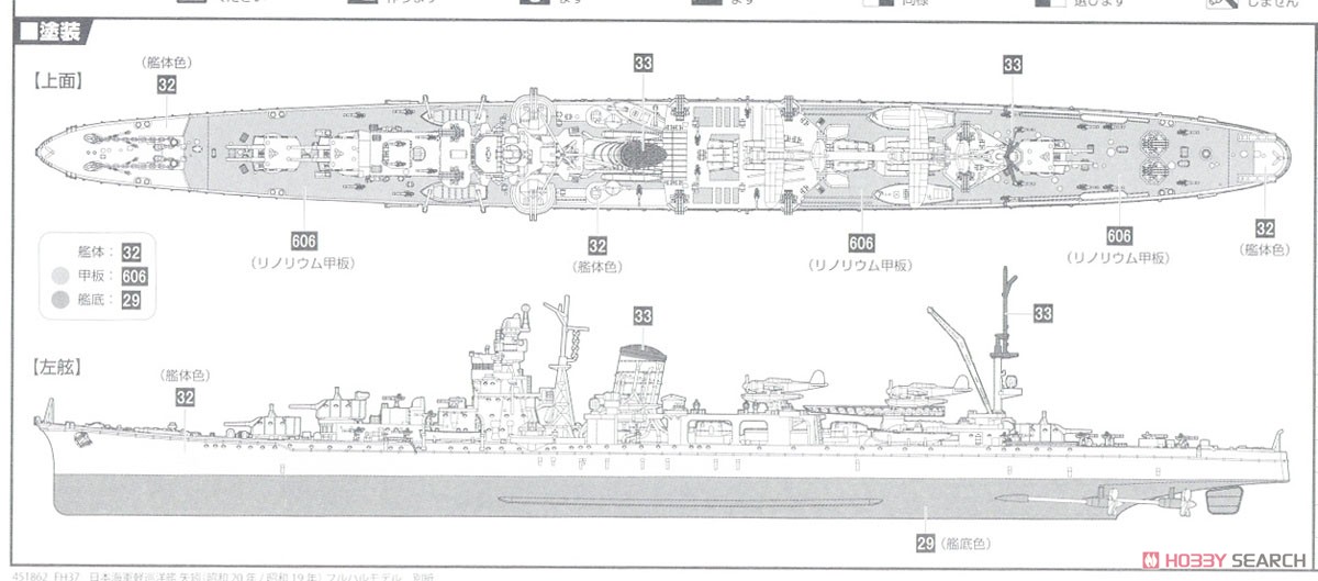 IJN Light Cruiser Yahagi (1945/1944) Full Hull Model (Plastic model) 塗装2