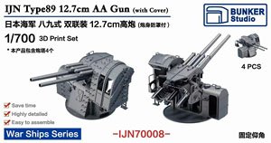 日本海軍 八九式十二糎七 連装高角砲 w/砲身基部保護防盾 (プラモデル)