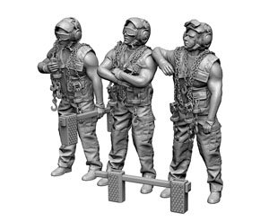 U.S. Navy Aircraft Handling Officers of Flight Deck 2 (Set of 3) (Plastic model)