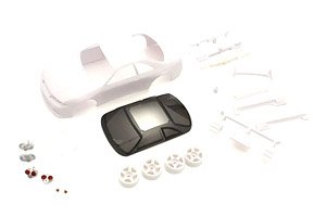 NISSAN GT-R NISMO (R33) White Body Set w/Wheel (Unpainted) (RC Model)