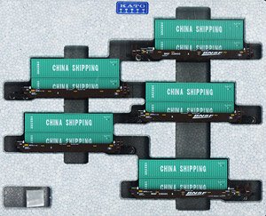 Gunderson MAXI-I Double Stack Car BNSF Swoosh Logo #238403 China Shipping Containers 5 Unit Set (5-Car Set) (Model Train)
