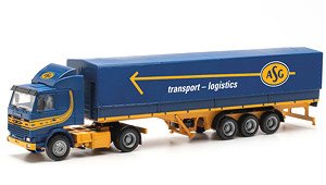 (HO) スカニア 142 tarpセミトレーラー `ASG` (鉄道模型)