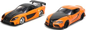 Han`s Mazda RX7/Toyota Supra (Orange/Black) 2-Car Set (Diecast Car)