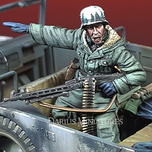 WWII ドイツ武装親衛隊 車上から目標を示すMG42射撃手 (プラモデル)