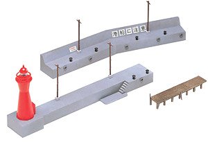 Pre-colored Breakwater & Lighthouse (Red, White) (Unassembled Kit) (Model Train)