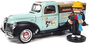 1940 `Monopoly` Ford Truck Light Green / Black w/Mr.Monopoly Figure (Diecast Car)