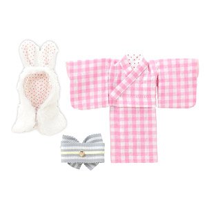 SugaryCouture [1/12 Pico P Yukiusagi-Chan Kimono Set - by Red Camera -] (White Rabbit x Pink Gingham) (Fashion Doll)