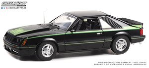 1980 Ford Mustang Cobra - Black with Green Cobra Hood Graphics and Stripe Treatment (Diecast Car)