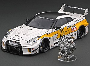 LB-Silhouette WORKS GT Nissan 35GT-RR White/Yellow With Engine (ミニカー)