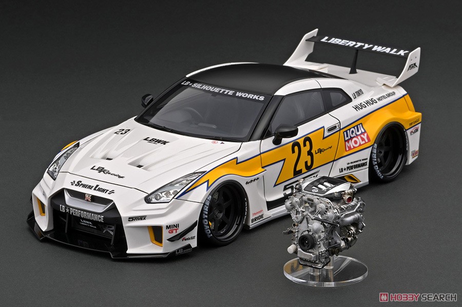 LB-Silhouette WORKS GT Nissan 35GT-RR White/Yellow With Engine (ミニカー) 商品画像1