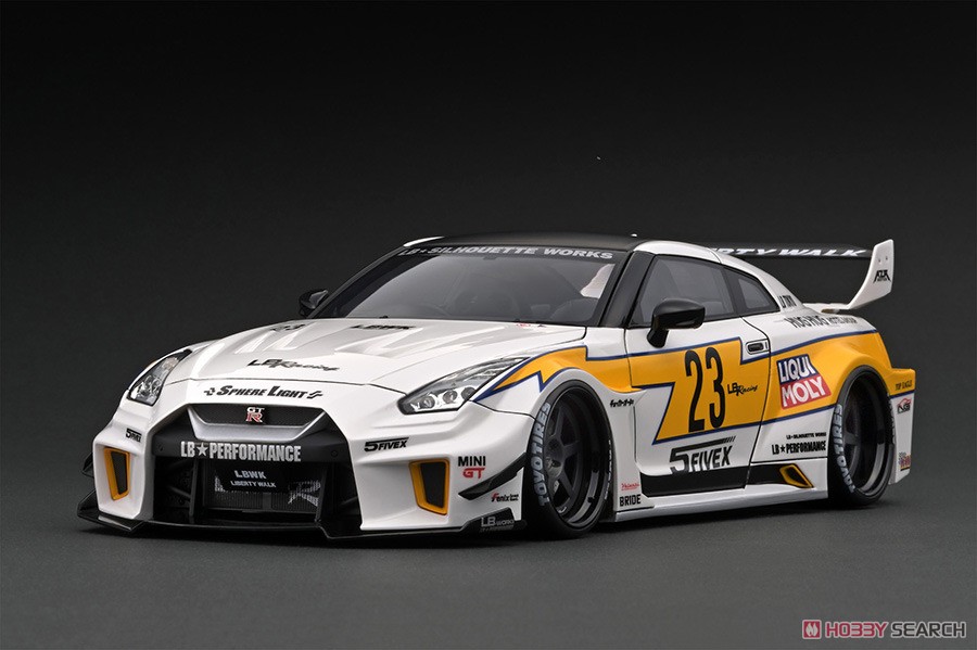 LB-Silhouette WORKS GT Nissan 35GT-RR White/Yellow With Engine (ミニカー) 商品画像2