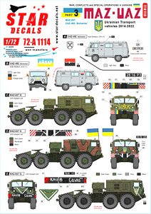 War in Ukraine #3 Ukrainian transport vehicles 2014-2022. MAZ-537 tank transporter and UAZ-452 `Buhanka` (Decal)