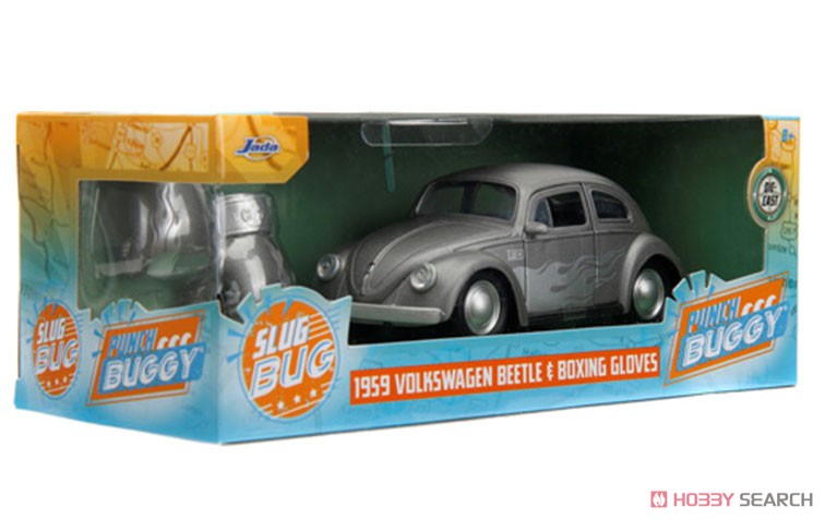 1959 VW Beetle Gray / Flames with Boxing Gloves (Diecast Car) Package1