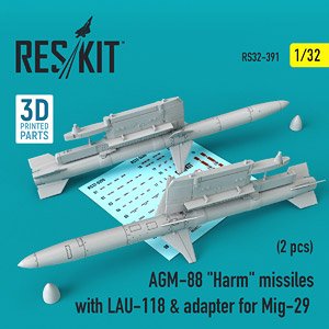 AGM-88 `HARM` 対レーダーミサイル w/LAU-118 ランチャー & MiG-29用パイロン (2個入) (プラモデル)
