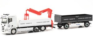 (HO) スカニア CR 20 NDフラットベッドトレーラー 積載クレーン付 `Gebruder Melmer` (鉄道模型)