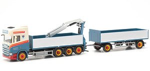 (HO) スカニア CR 20 ハイルーフフラットベッドトレーラー 積載クレーン付 `Verheul` (鉄道模型)