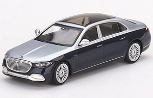 メルセデス マイバッハ S680 シーラスシルバー/ ノーティカルブルーメタリック(左ハンドル) (ミニカー)