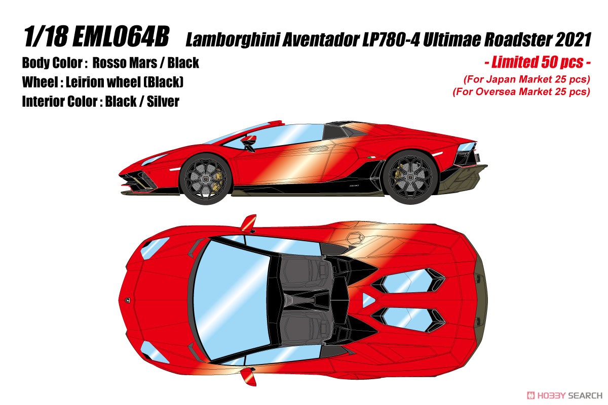Lamborghini Aventador LP780-4 Ultimae Roadster 2021 (Leirion Wheel) ロッソマーズ / ブラック (ミニカー) その他の画像1