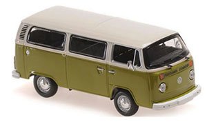 フォルクスワーゲン T2 バス 1972 ホワイト/グリーン (ミニカー)