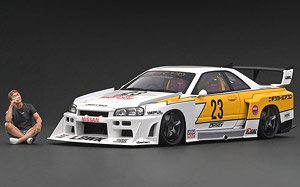 LB-ER34 Super Silhouette SKYLINE White/Yellow With Mr. Kato (ミニカー)